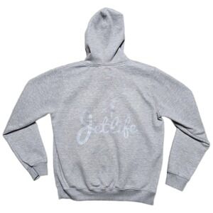 Jet Life OG Hoodie Mens M Curren$y‎ Apparel Reflective Hip-Hop Gray Sweatshirt